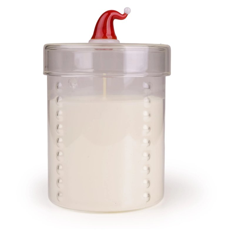 Candlelight Glass Santa's Hat Lidded Candle