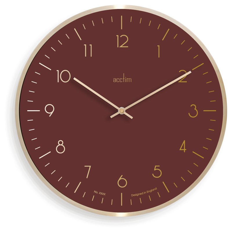 Acctim Marina 30cm Metal Wall Clock Malbec & Gold