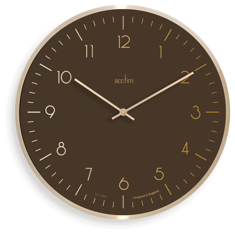 Acctim Marina 30cm Metal Wall Clock Chocolate & Gold