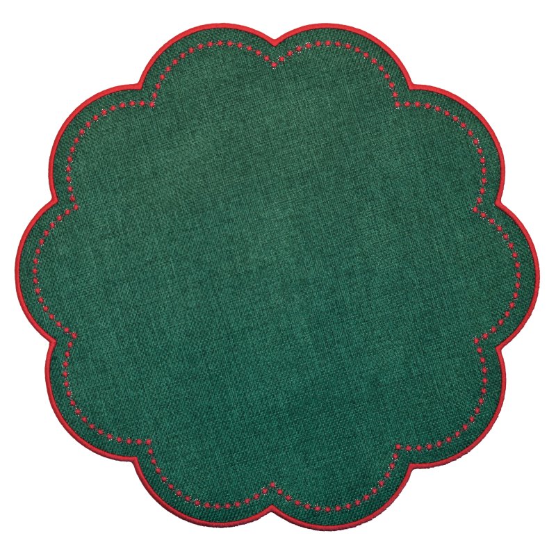 Waltons Reversible Scalloped Placemat Green