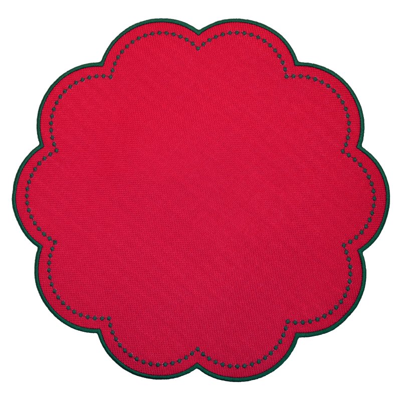 Waltons Reversible Scalloped Placemat Red