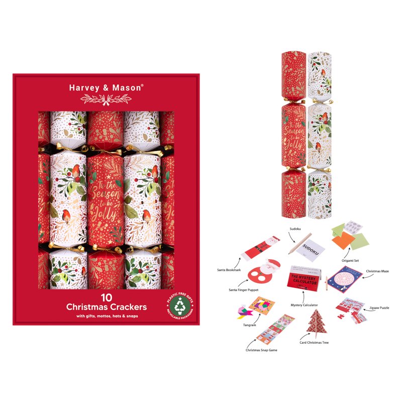 Harvey & Mason Red Robin Box of 10 Crackers