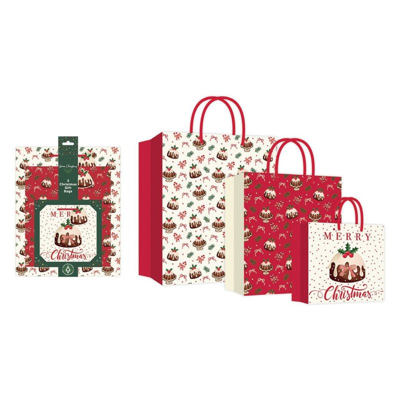 Harvey & Mason Christmas Pudding Set Of 3 Gift Bags