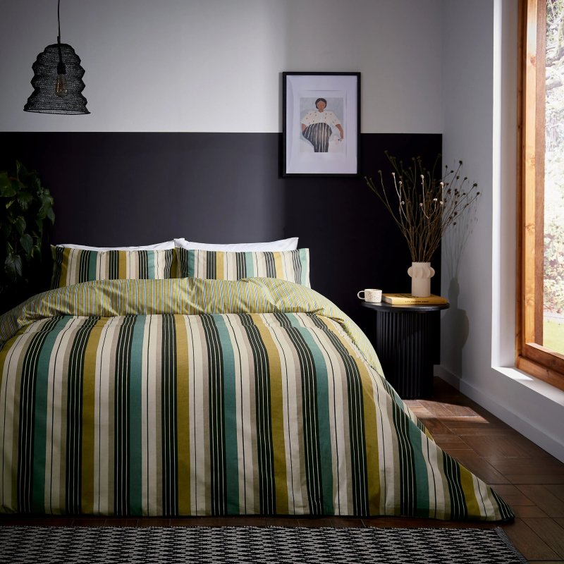 Helena Springfield Ari Stripe Chartreuse Duvet Cover Set