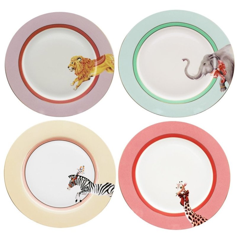 Yvonne Ellen Set Of 4 Animal Plates