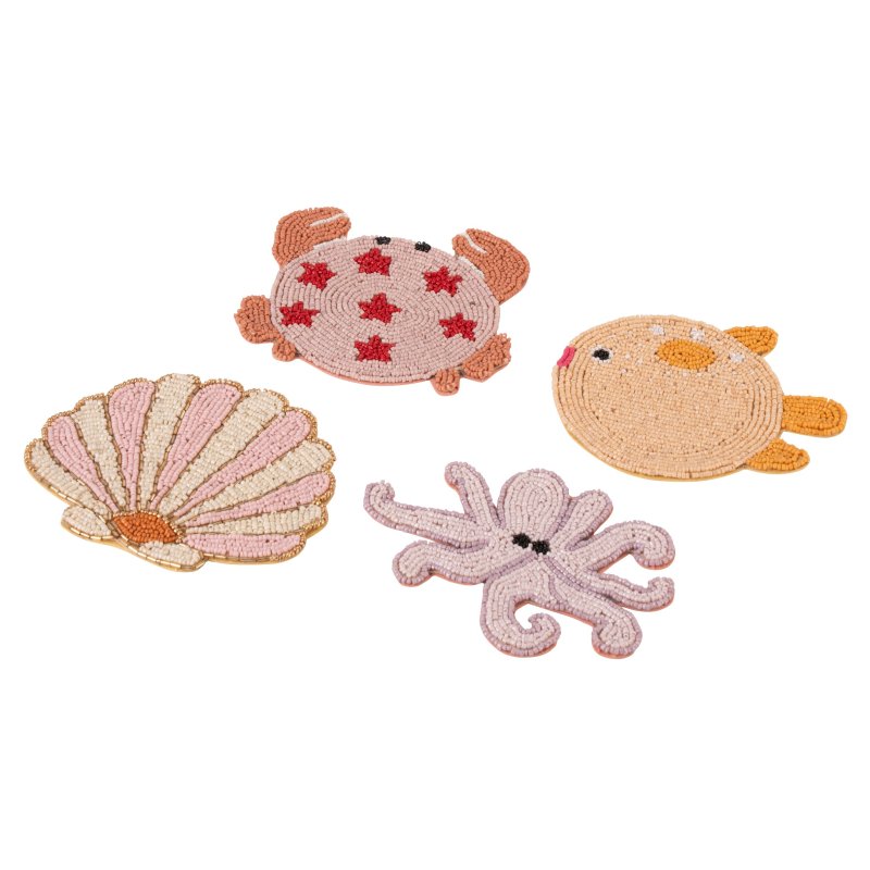 Yvonne Ellen Yvonne Ellen Set of 4 Beaded Animal Coasters