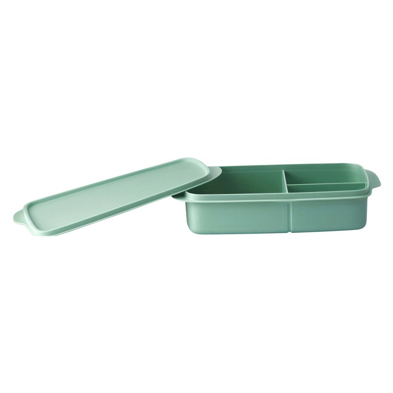 Tupperware Rectangular Divided Lunch Box Green open
