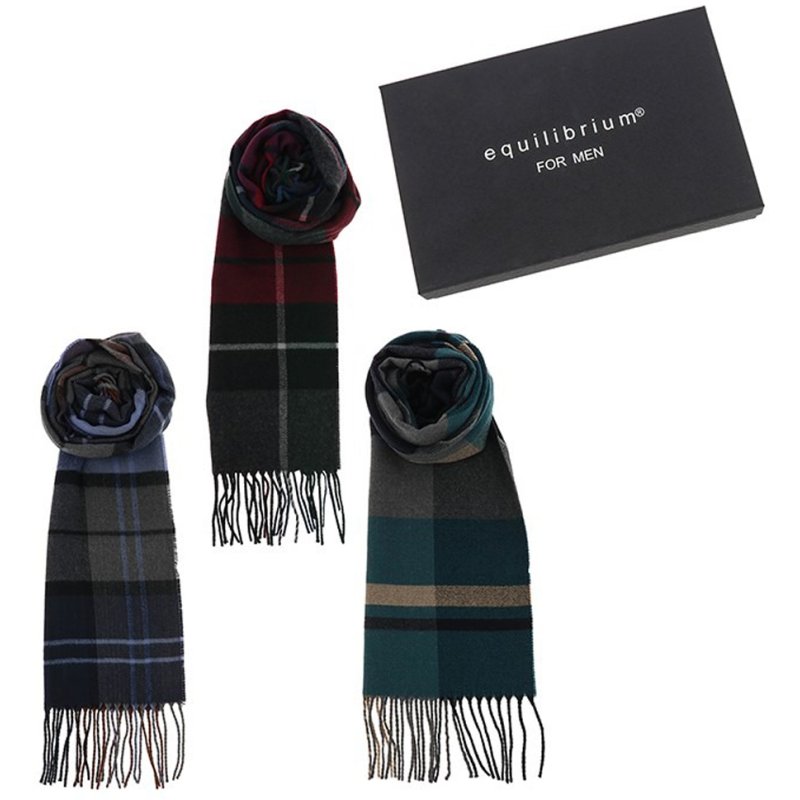 Joe Davies Equilibrium For Men Heritage Plaid Fringed Scarf Assorted Colours Group Shot