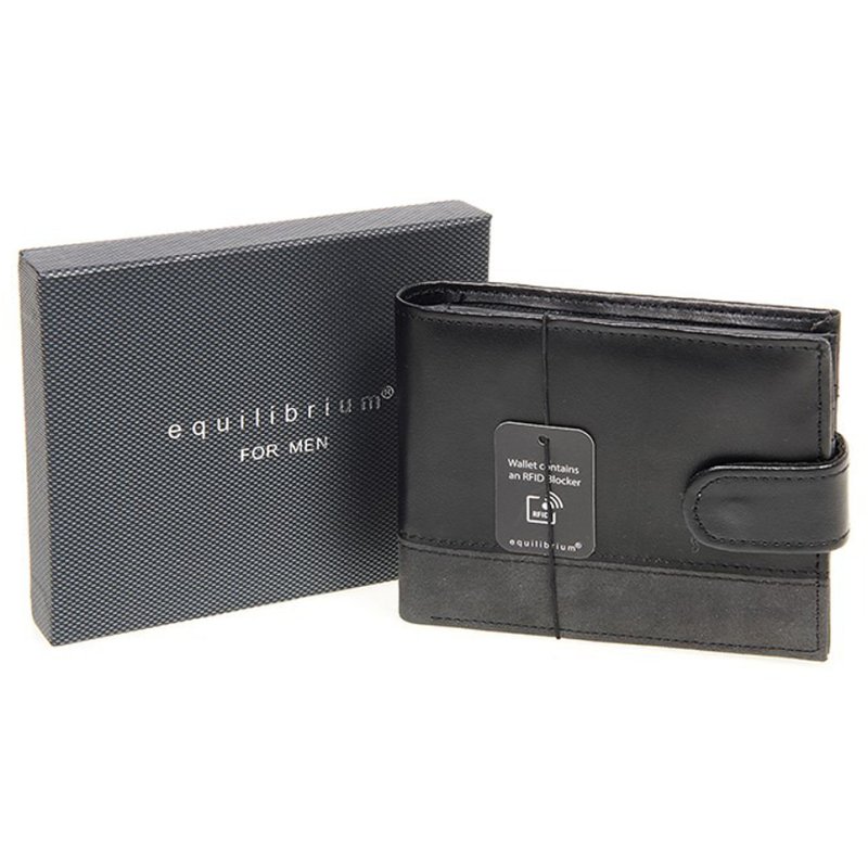 Joe Davies Equilibrium For Men RFID Wallet Black Grey