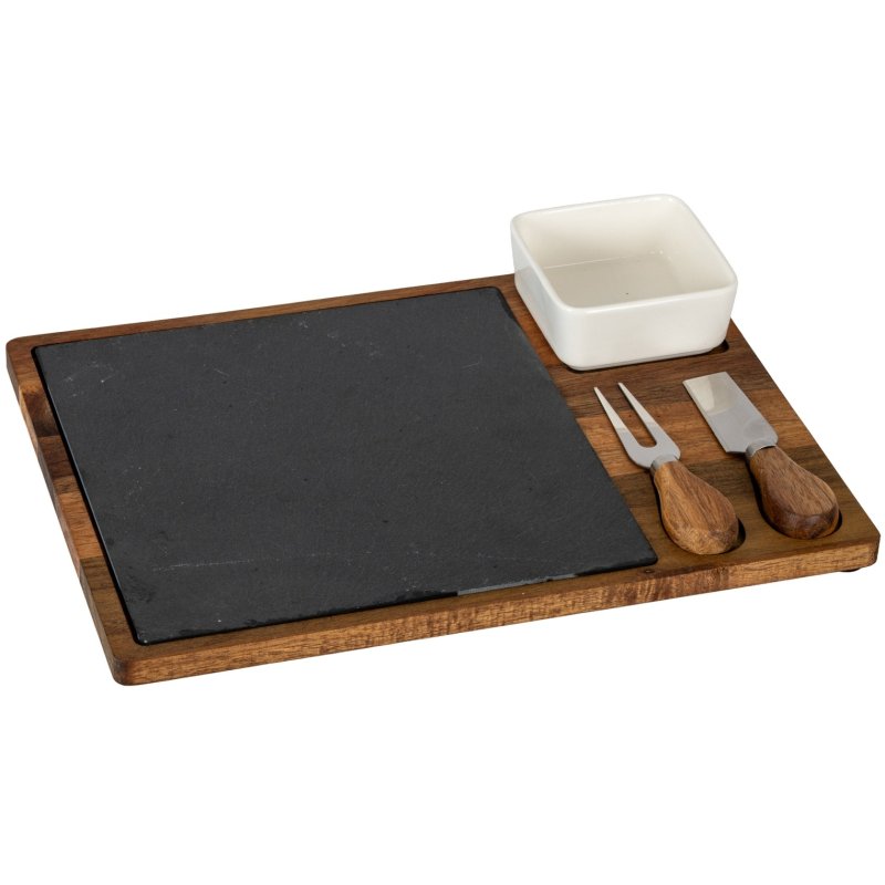Hill Interiors Hill Interiors Acacia Cheese Board Set With White Bowl