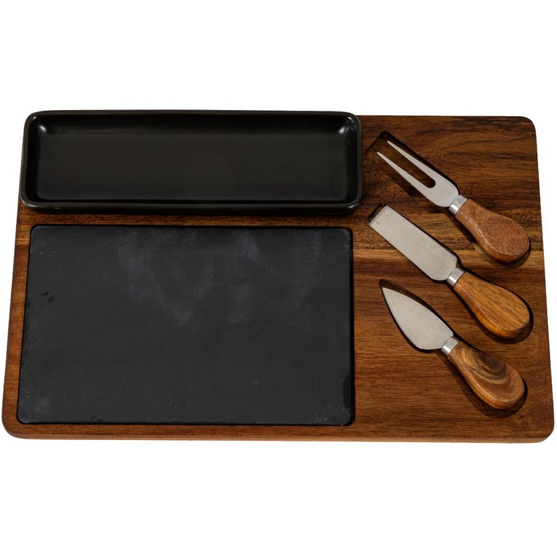 Hill Interiors Hill Interiors Acacia Cheese Board Set With Black Bowl