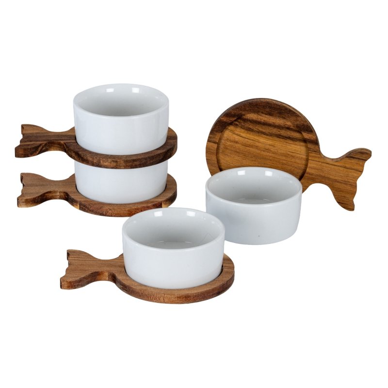 Hill Interiors Hill Interiors Set Of 4 Fishtail Serving Trays with Bowls