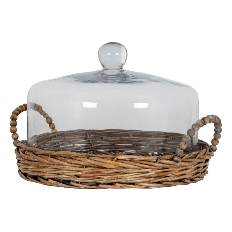 Hill Interiors Hill Interiors Briar Collection Wicker Tray With Cloche