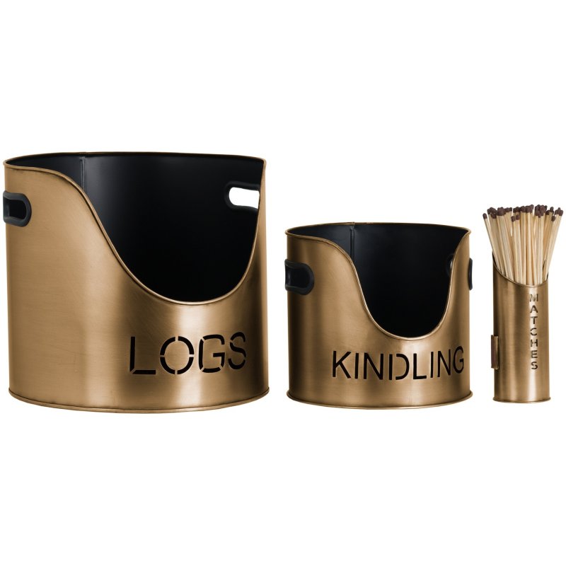 Hill Interiors Hill Interiors Bronze Logs Kindling & Matchstick Set