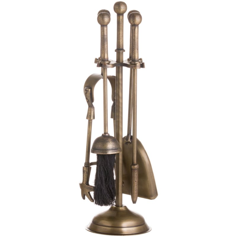 Hill Interiors Hill Interiors Ball Topped Companion Set Antique Brass