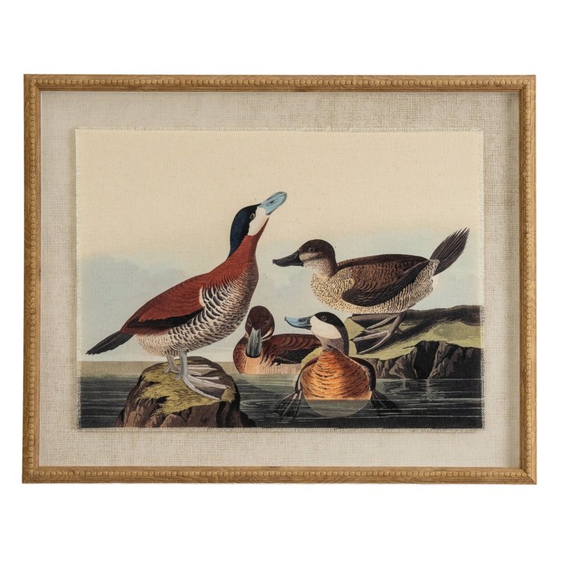 Hill Interiors Hill Interiors Flora & Fauna Ducks On Linen In Beaded Frame