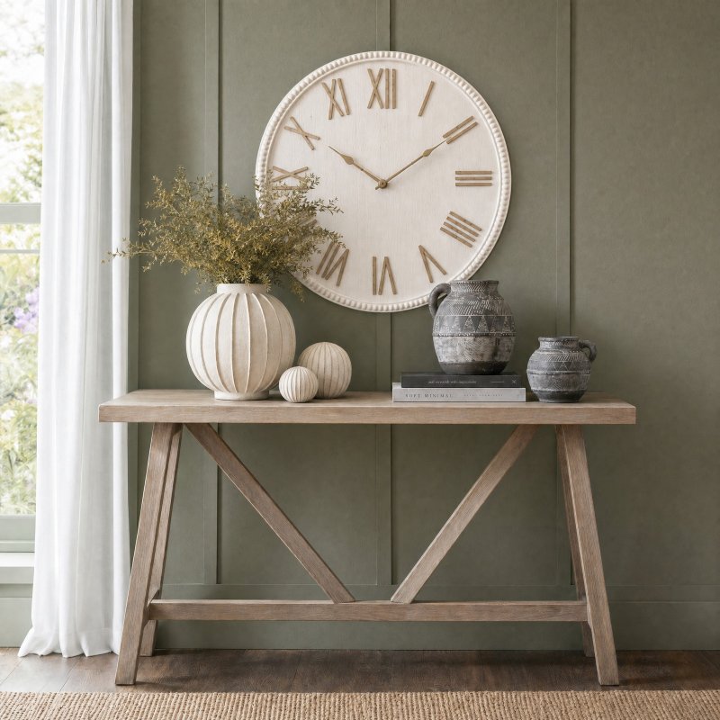 Hill Interiors Hill Interiors Large Rustic White Clock In Beaded Frame