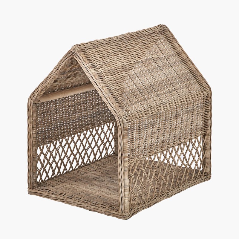Pacific Tobs Grey Rattan House Dog Basket