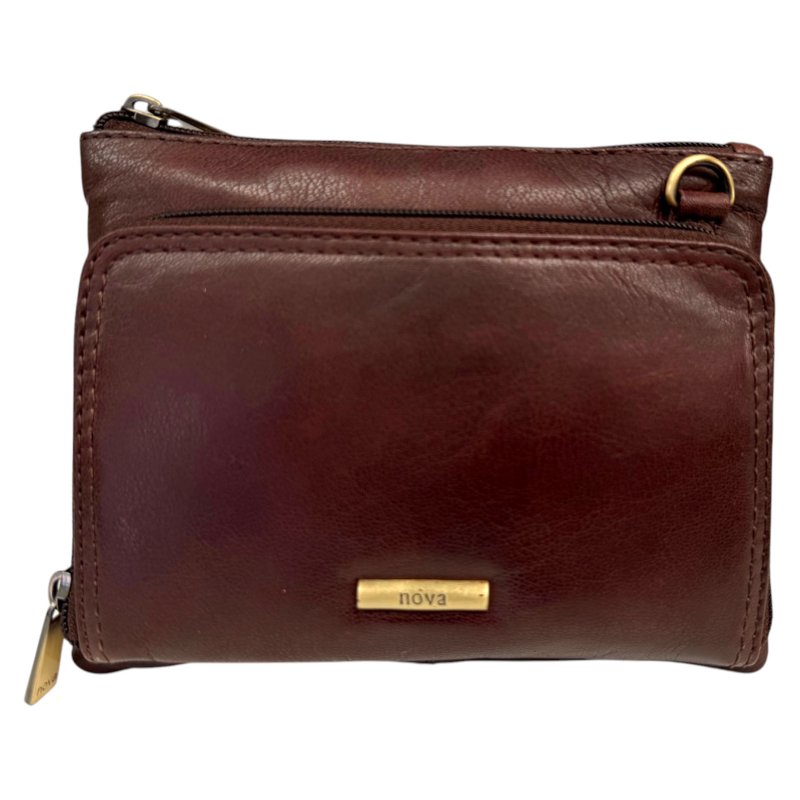 Nova Leathers Dark Brown Small Organiser Pocket Bag