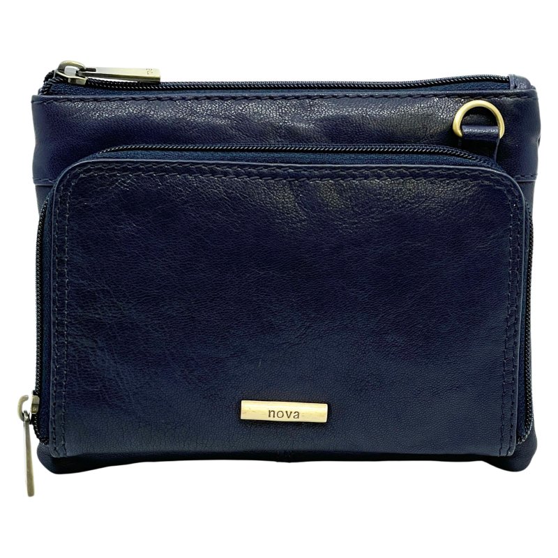 Nova Leathers Navy Small Organiser Pocket Bag