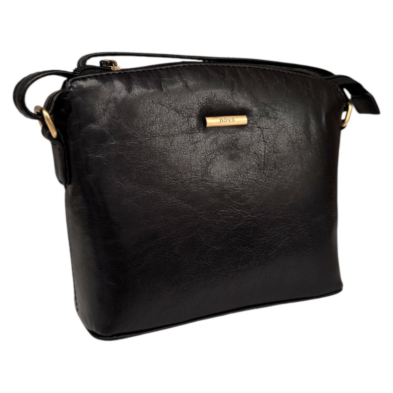 Nova Leathers Black Dome Bag Angled View