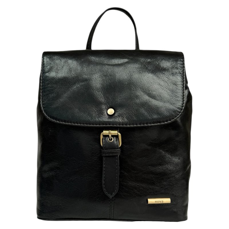 Nova Leathers Black Buckle Detail Backpack
