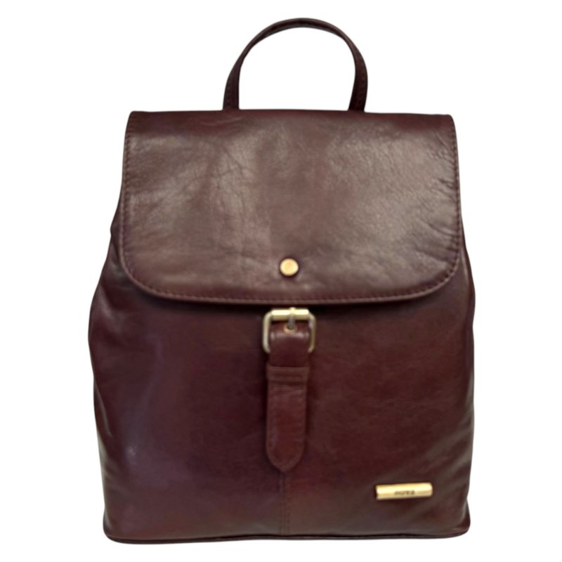 Nova Leathers Dark Brown Buckle Detail Backpack