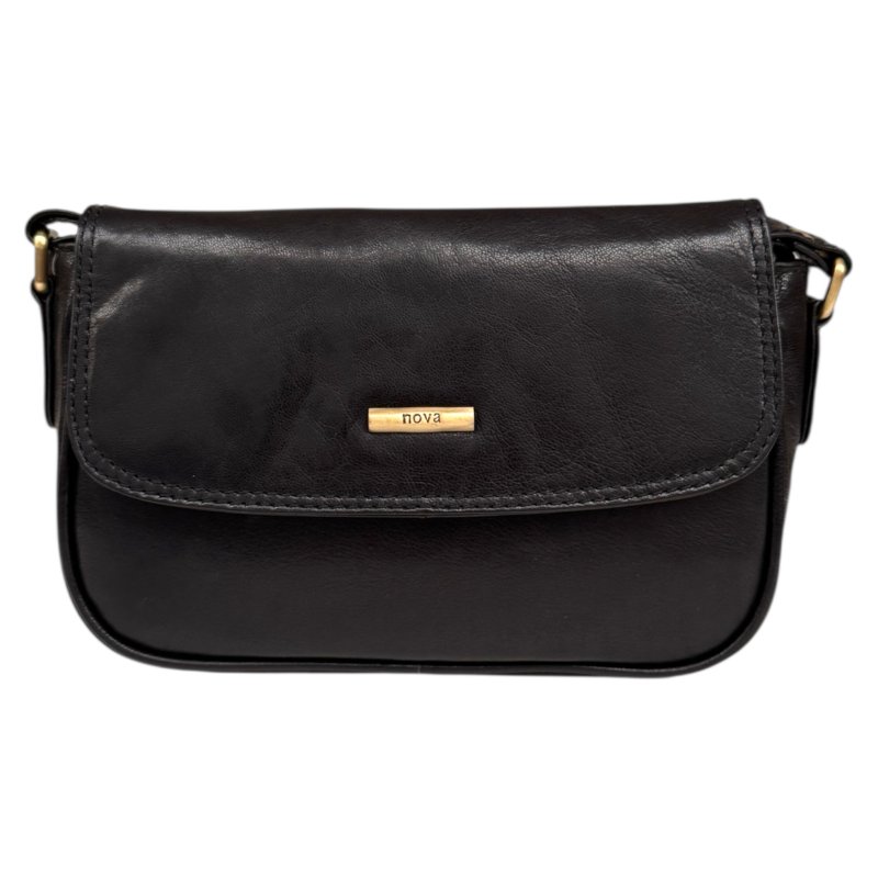 Nova Leathers Black Half Flap Shoulder Bag