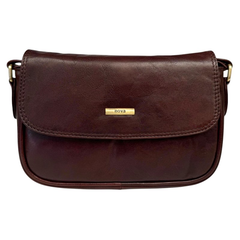Nova Leathers Dark Brown Half Flap Shoulder Bag