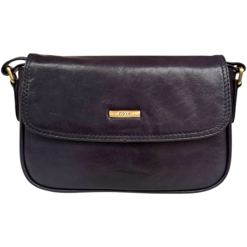 Nova Leathers Navy Half Flap Shoulder Bag
