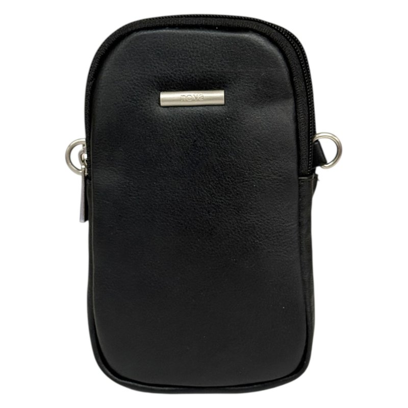 Nova Leathers Black Twin Zip Top Phone Bag