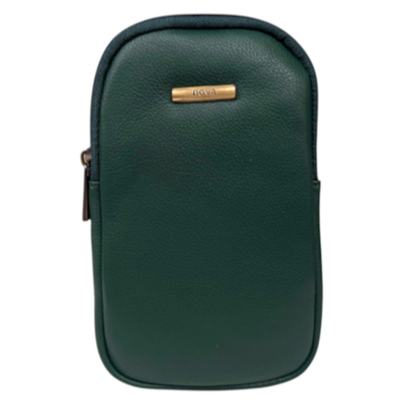 Nova Leathers Bottle Green Twin Zip Top Phone Bag