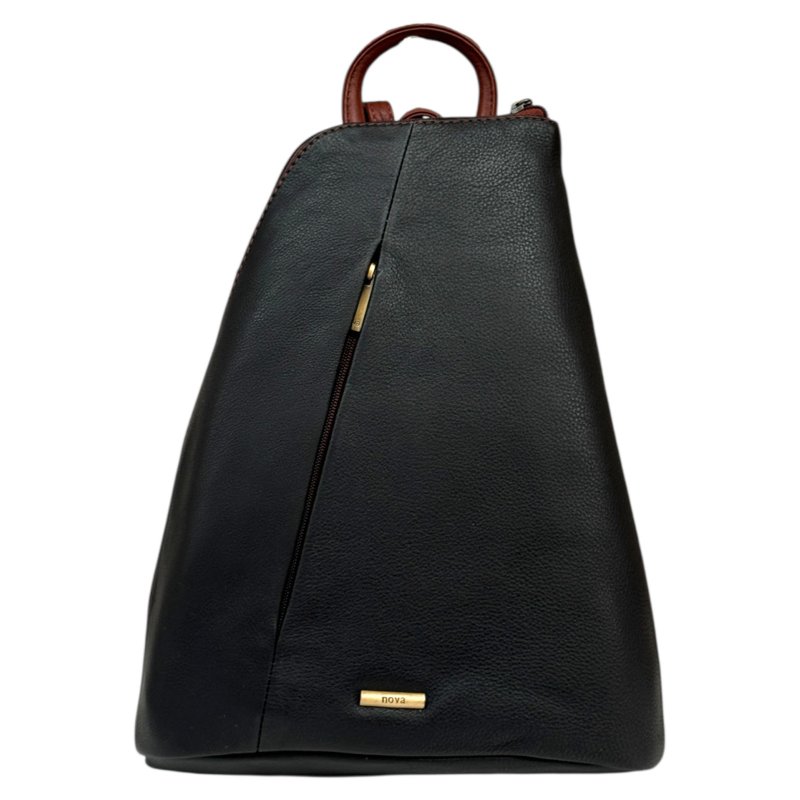 Nova Leathers Black Tan Pyramid Backpack