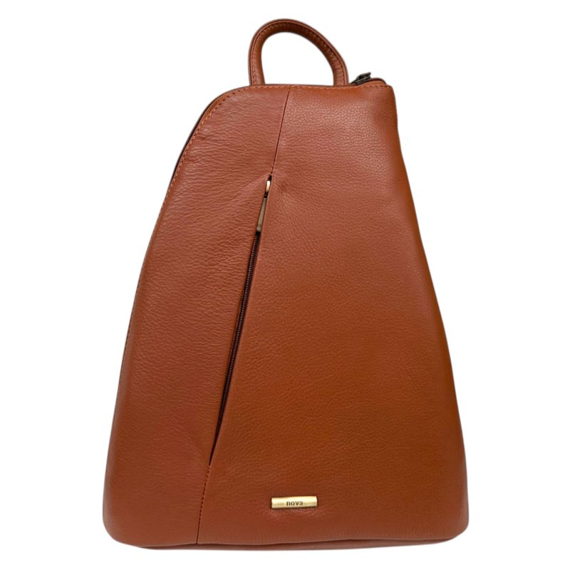 Nova Leathers Toffee Brown Pyramid Backpack
