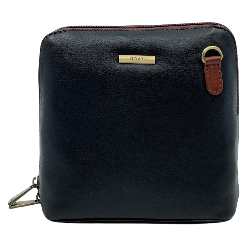 Nova Leathers Black Tan Small Dome Bag