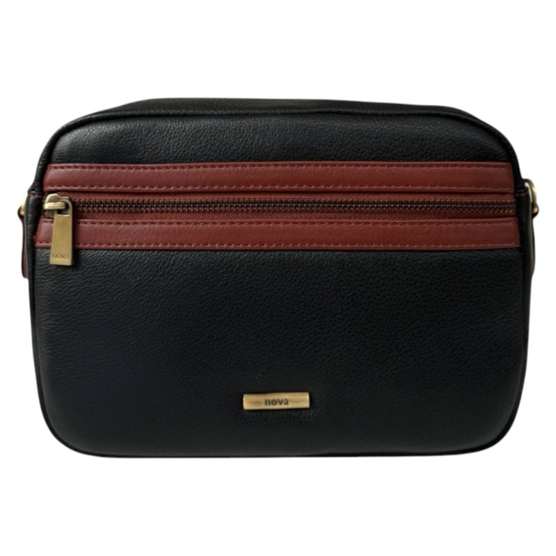 Nova Leathers Black Tan Camera Bag