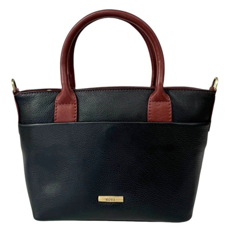 Nova Leathers Black Tan Small Grab Bag