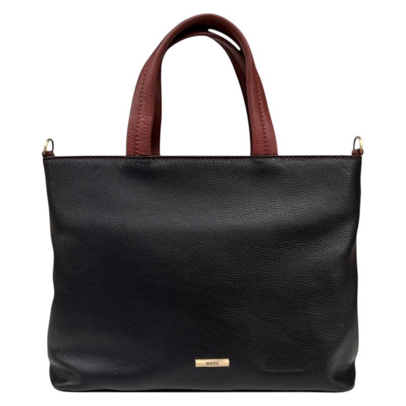 Nova Leathers Black Tan Medium Square Grab Bag