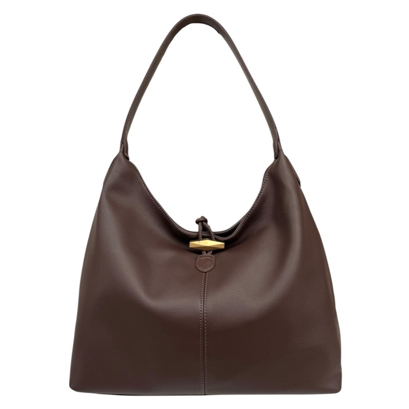 David Jones Sandalwood Brown Slouchy Button Hobo Bag