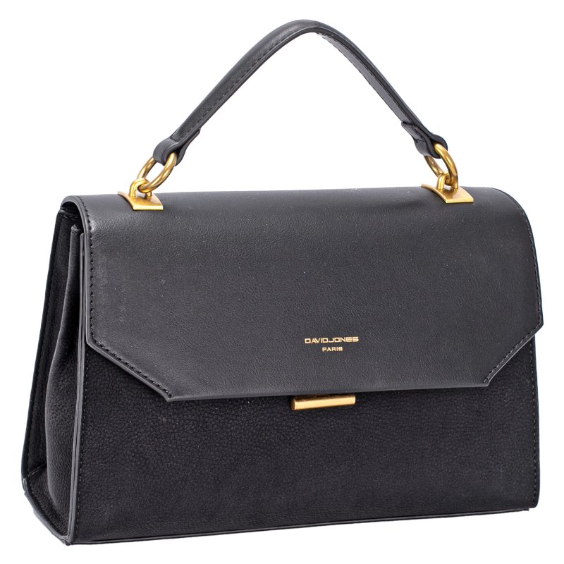 David Jones Black Half Flap Top Handle Grab Bag
