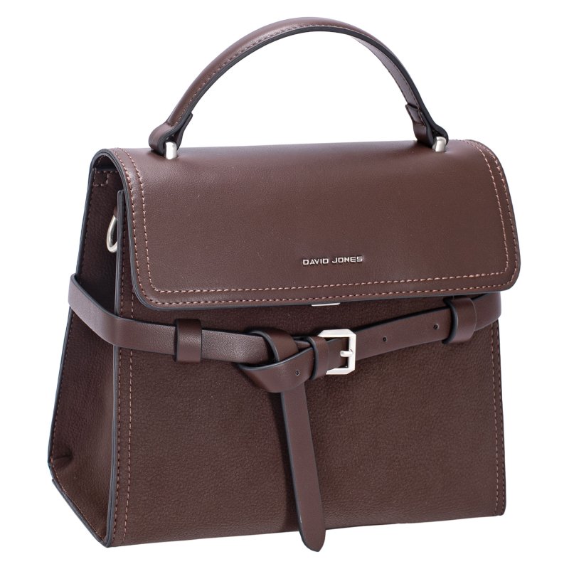 David Jones Sandalwood Brown Flap Top Handle Grab Bag