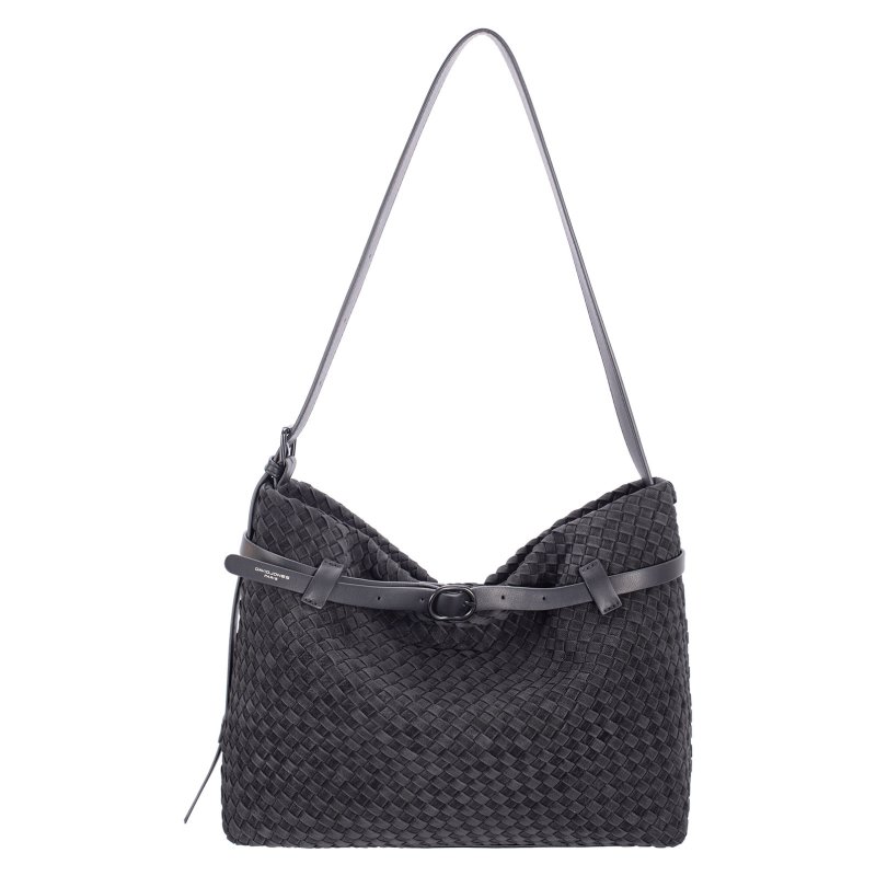 David Jones Black Weave Long Shoulder Bag