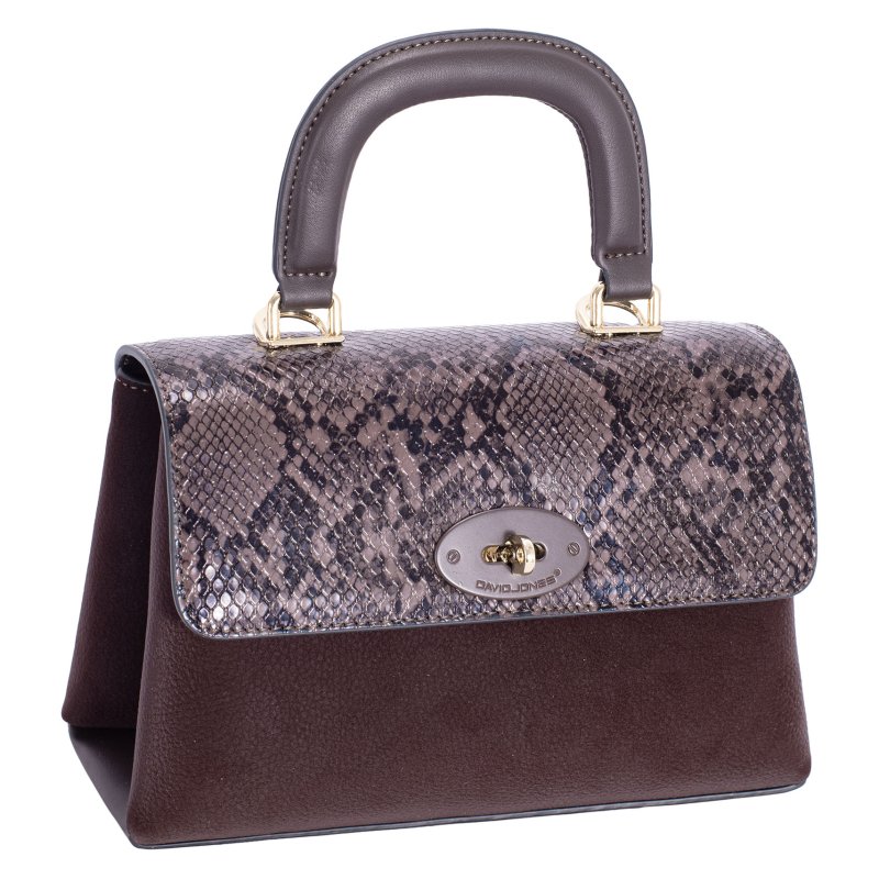 David Jones Hot Chocolate Faux Snake Flap Top Handle Grab Bag