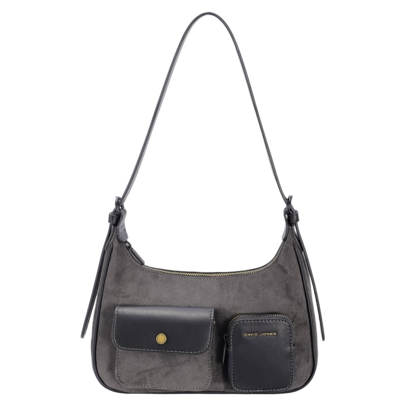 David Jones Black Faux Suede Shoulder Bag