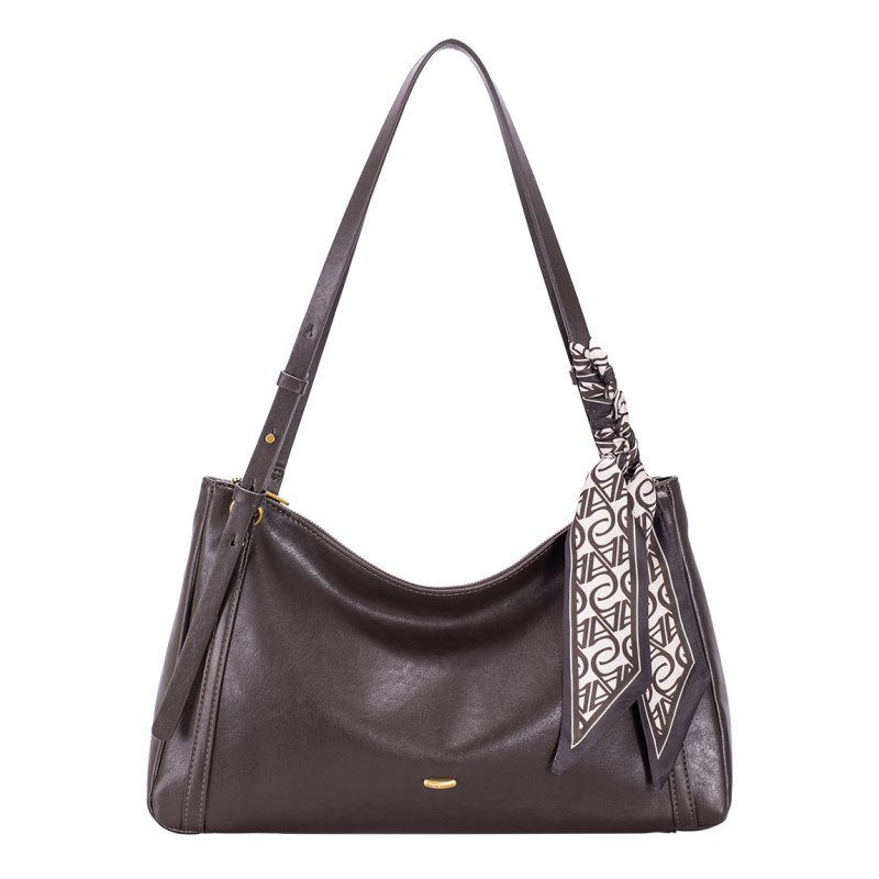 David Jones Wenge Wood Leather Effect Slouchy Shoulder Bag