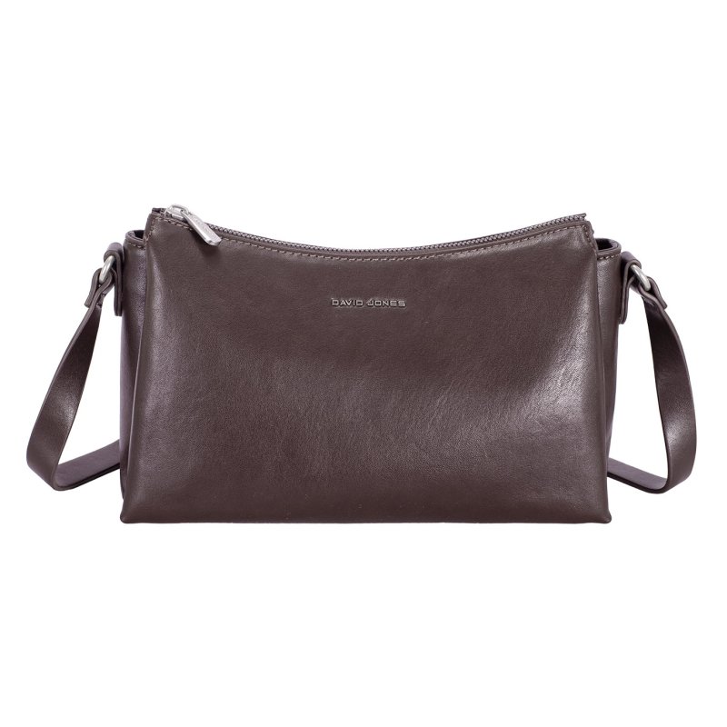 David Jones Wenge Wood Leather Effect Triple Shoulder Bag
