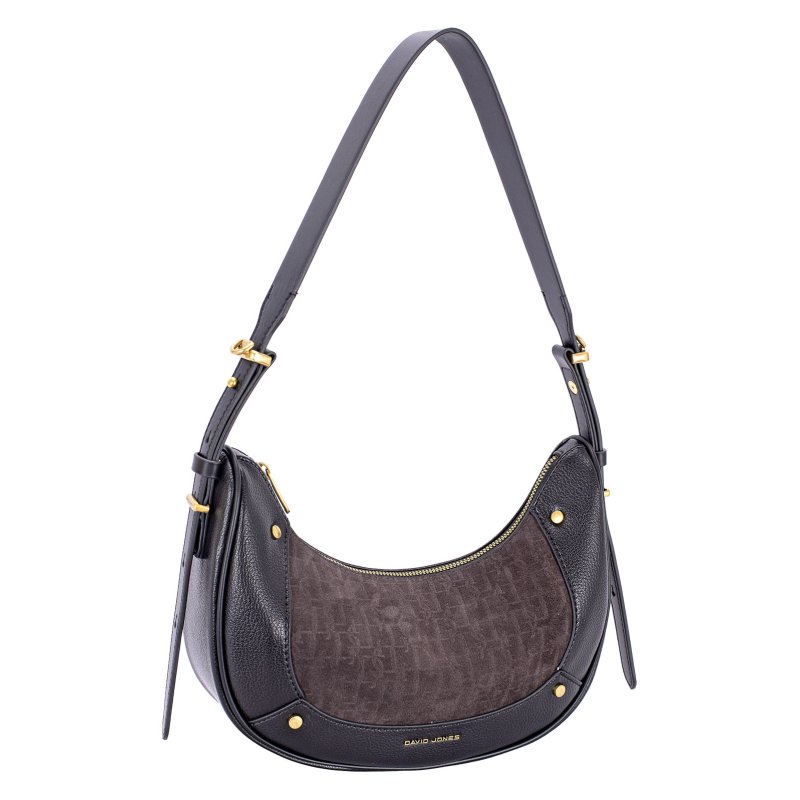 David Jones Black Small Monogram Scoop Shoulder Bag