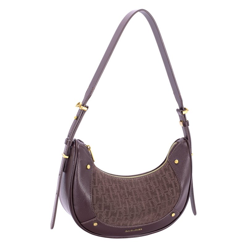 David Jones Hot Chocolate Small Monogram Scoop Shoulder Bag