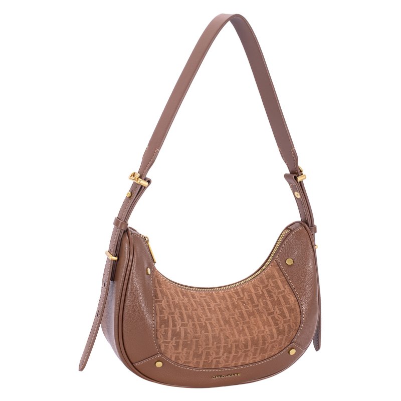 David Jones Red Mud Small Monogram Scoop Shoulder Bag