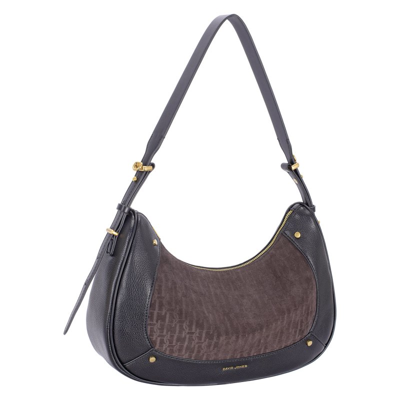 David Jones Black Large Monogram Scoop Shoulder Bag